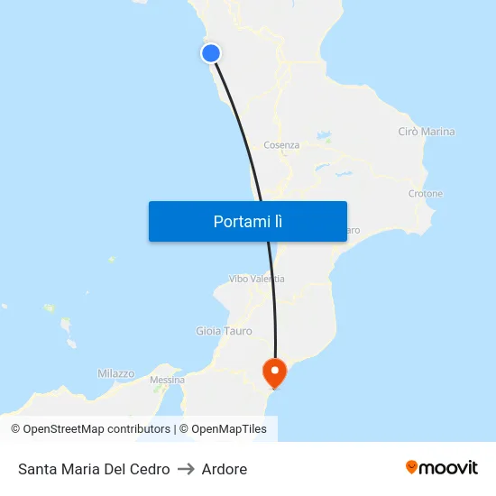 Santa Maria Del Cedro to Ardore map