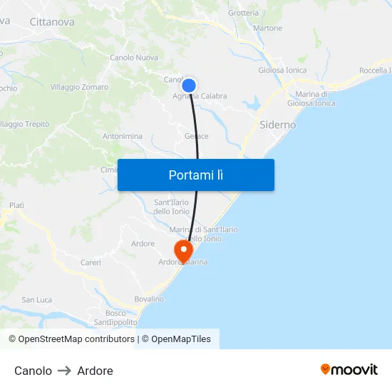 Canolo to Ardore map
