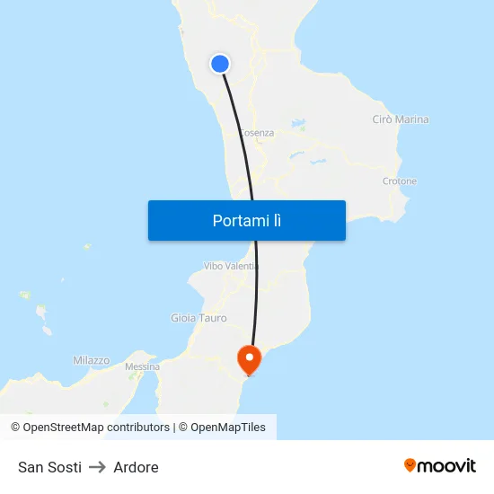 San Sosti to Ardore map