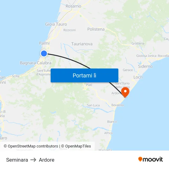 Seminara to Ardore map