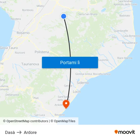 Dasà to Ardore map