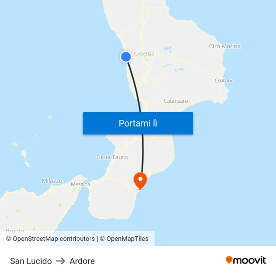 San Lucido to Ardore map