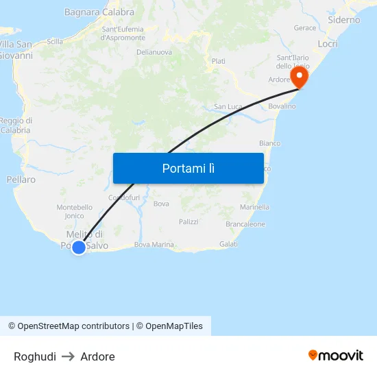 Roghudi to Ardore map
