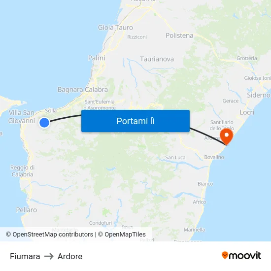 Fiumara to Ardore map