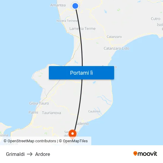 Grimaldi to Ardore map