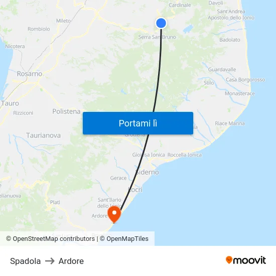 Spadola to Ardore map