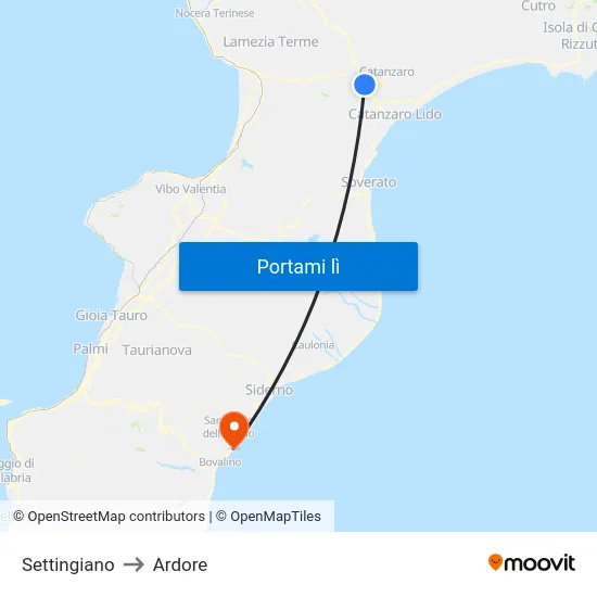 Settingiano to Ardore map