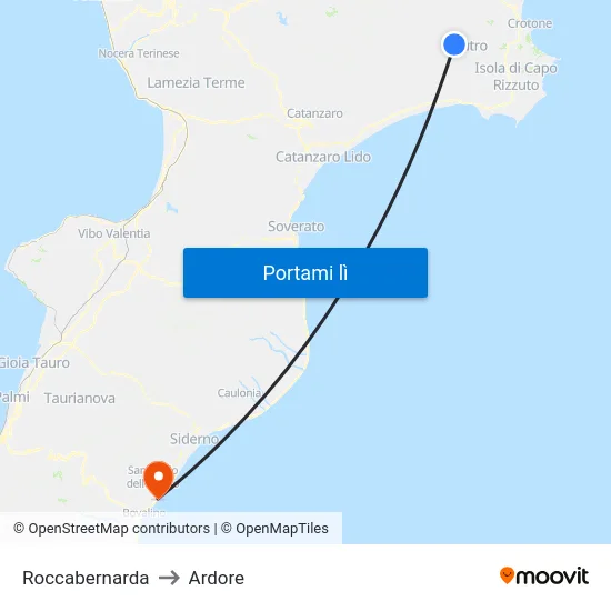 Roccabernarda to Ardore map