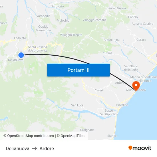 Delianuova to Ardore map