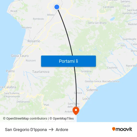 San Gregorio D'Ippona to Ardore map