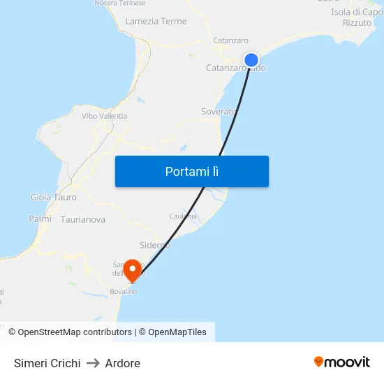 Simeri Crichi to Ardore map