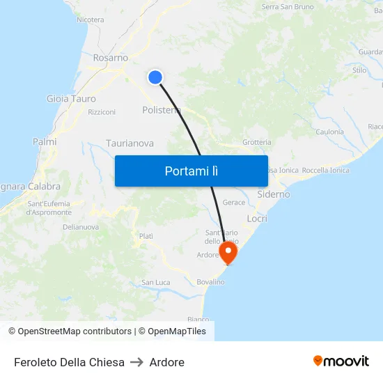 Feroleto Della Chiesa to Ardore map