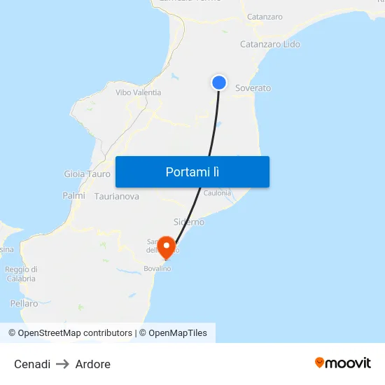 Cenadi to Ardore map