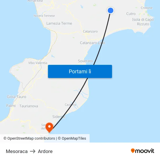 Mesoraca to Ardore map