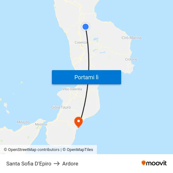 Santa Sofia D'Epiro to Ardore map