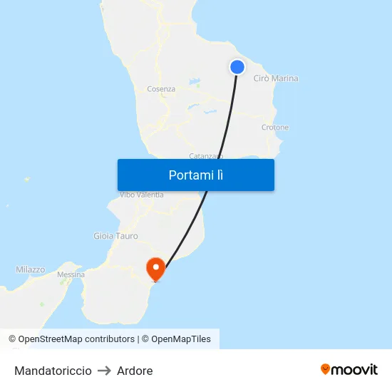 Mandatoriccio to Ardore map
