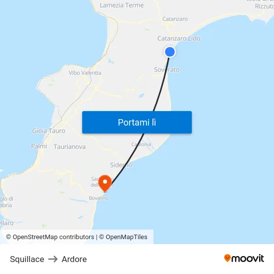 Squillace to Ardore map