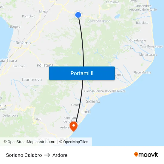 Soriano Calabro to Ardore map