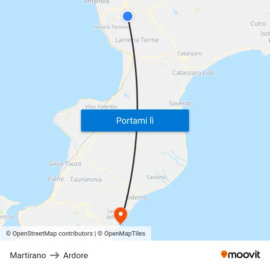 Martirano to Ardore map
