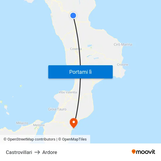 Castrovillari to Ardore map