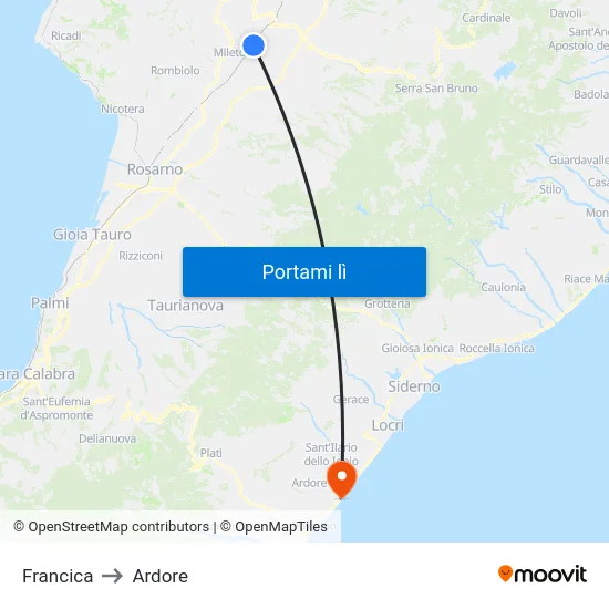 Francica to Ardore map