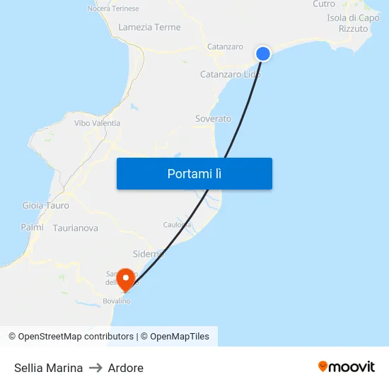 Sellia Marina to Ardore map