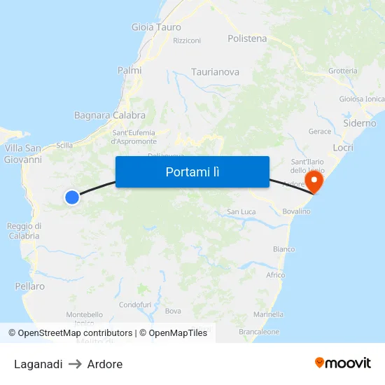 Laganadi to Ardore map