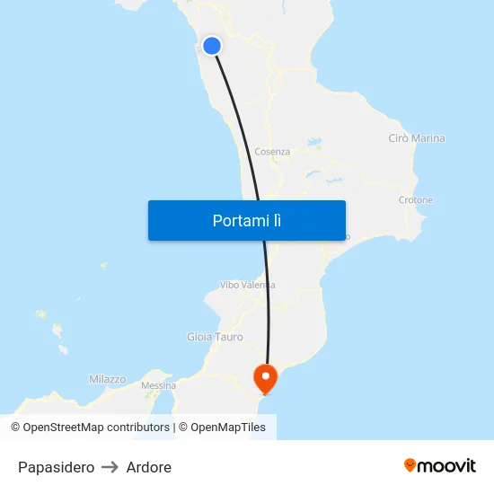 Papasidero to Ardore map