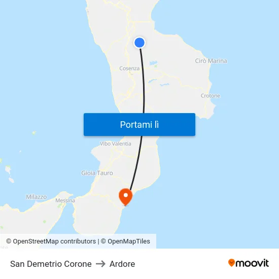 San Demetrio Corone to Ardore map