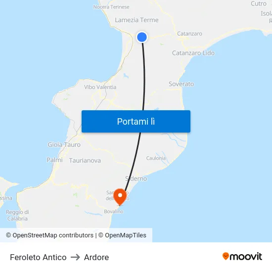 Feroleto Antico to Ardore map