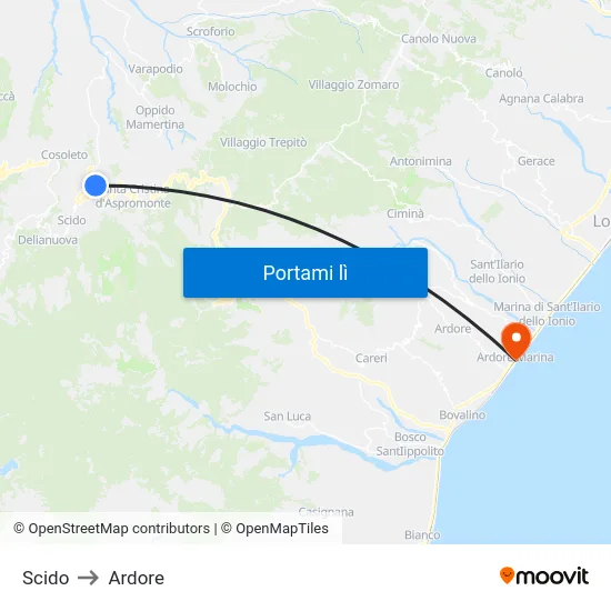 Scido to Ardore map