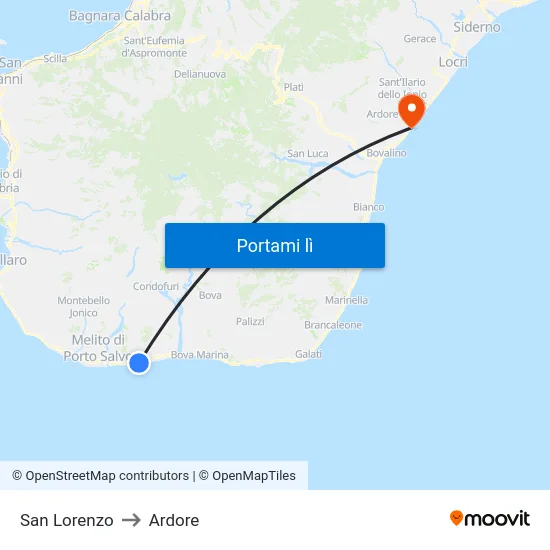 San Lorenzo to Ardore map