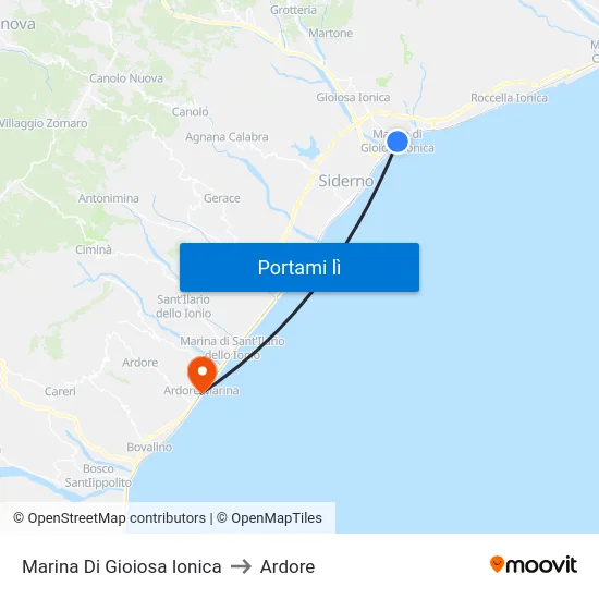 Marina Di Gioiosa Ionica to Ardore map