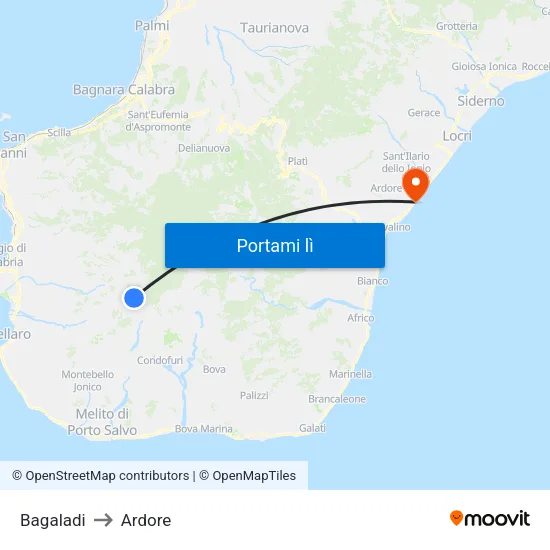 Bagaladi to Ardore map