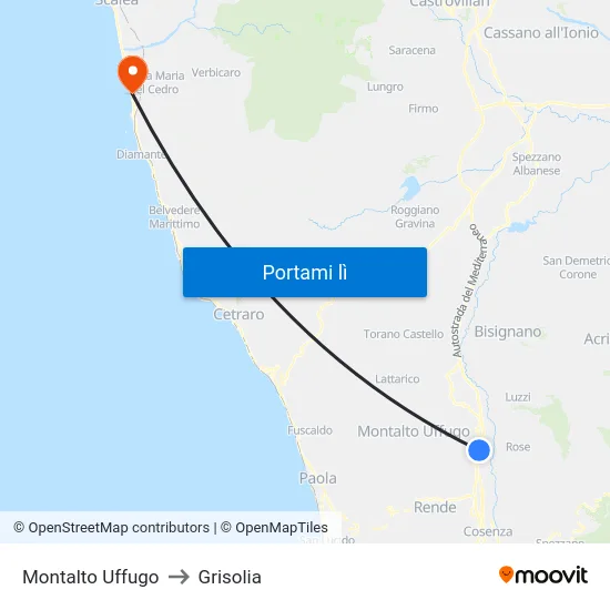 Montalto Uffugo to Grisolia map
