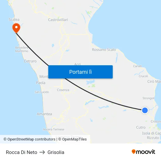 Rocca Di Neto to Grisolia map