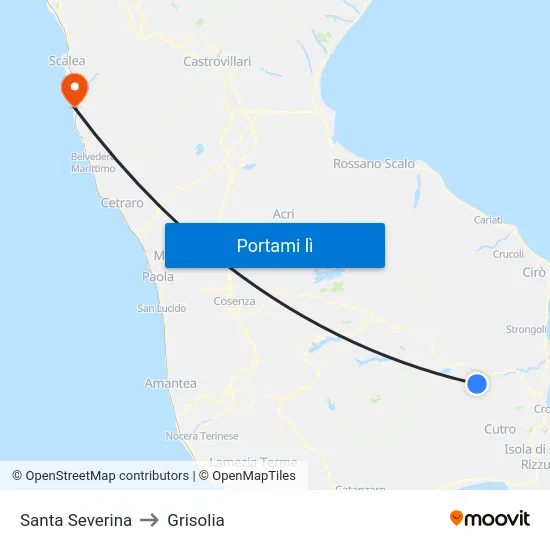 Santa Severina to Grisolia map