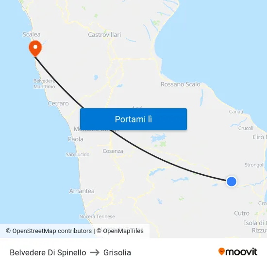 Belvedere Di Spinello to Grisolia map