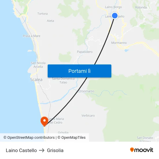 Laino Castello to Grisolia map