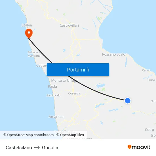 Castelsilano to Grisolia map