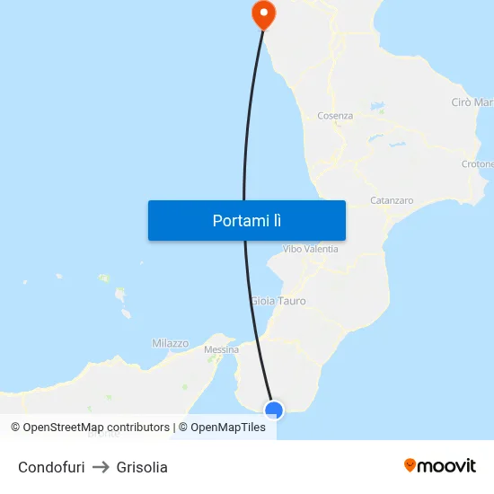 Condofuri to Grisolia map