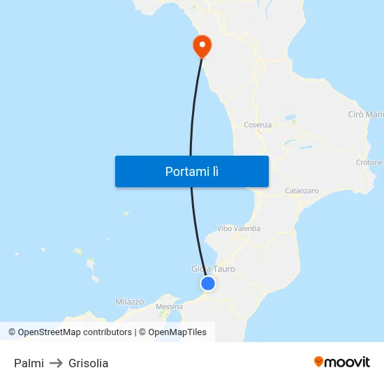 Palmi to Grisolia map