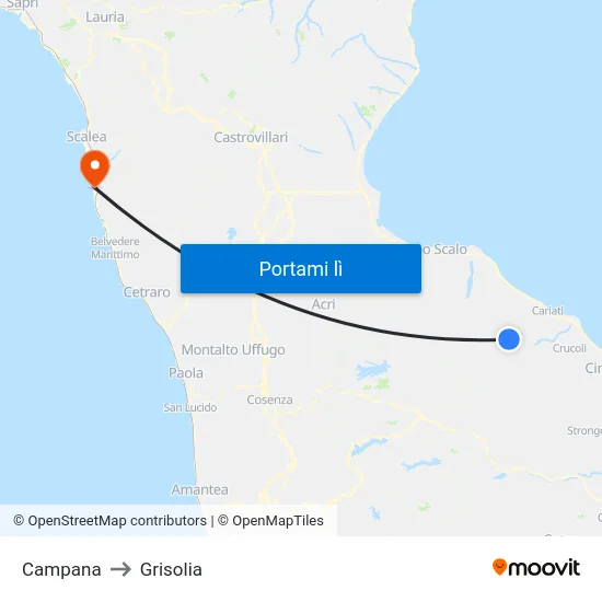 Campana to Grisolia map