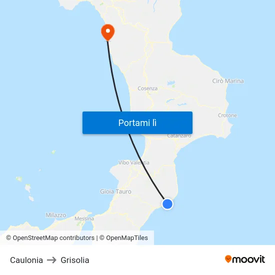 Caulonia to Grisolia map