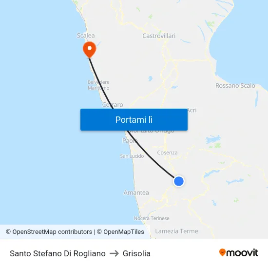 Santo Stefano Di Rogliano to Grisolia map