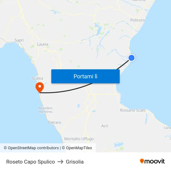 Roseto Capo Spulico to Grisolia map
