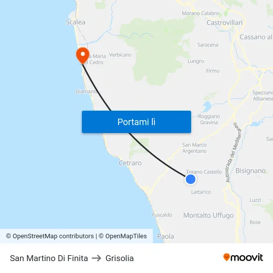 San Martino Di Finita to Grisolia map