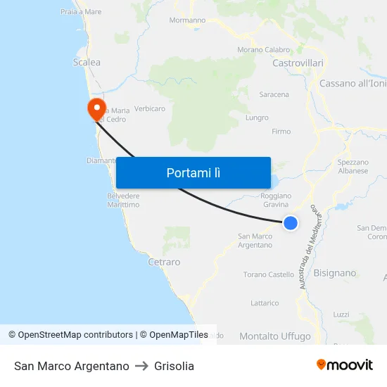 San Marco Argentano to Grisolia map