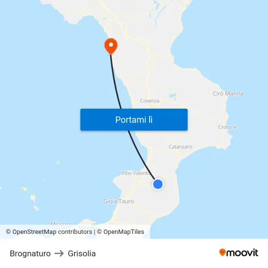 Brognaturo to Grisolia map