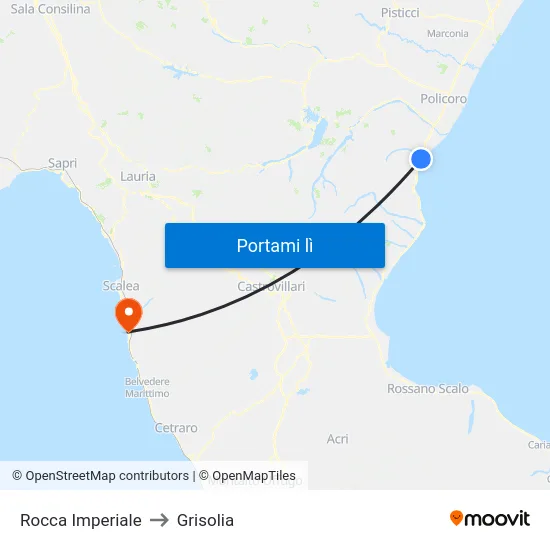 Rocca Imperiale to Grisolia map